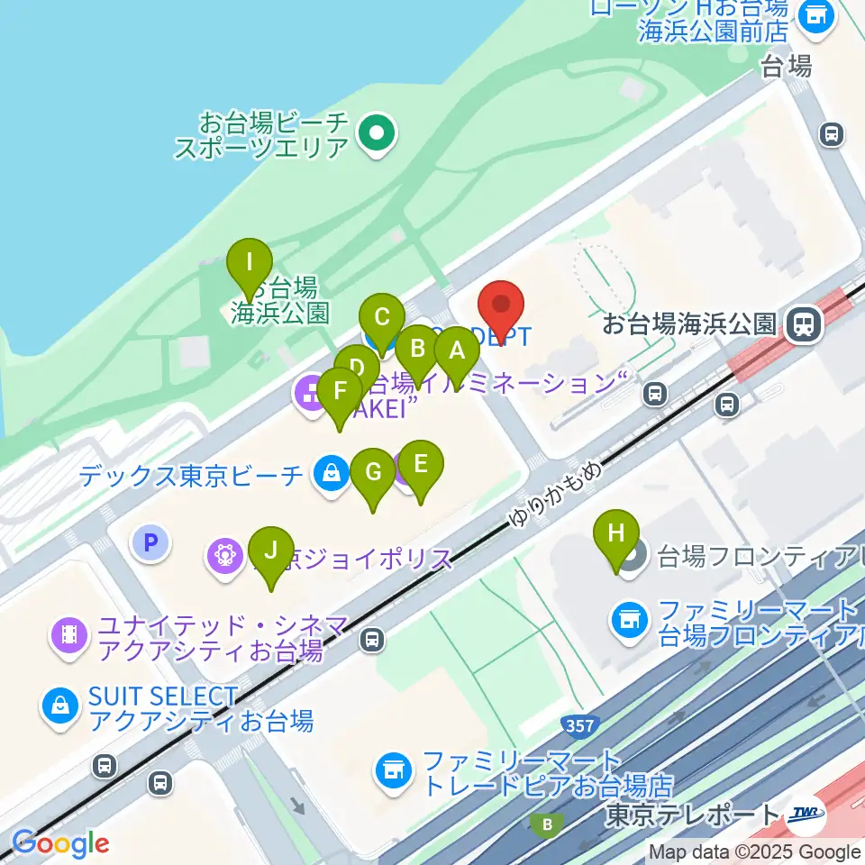港区立台場区民センター周辺のカフェ一覧地図
