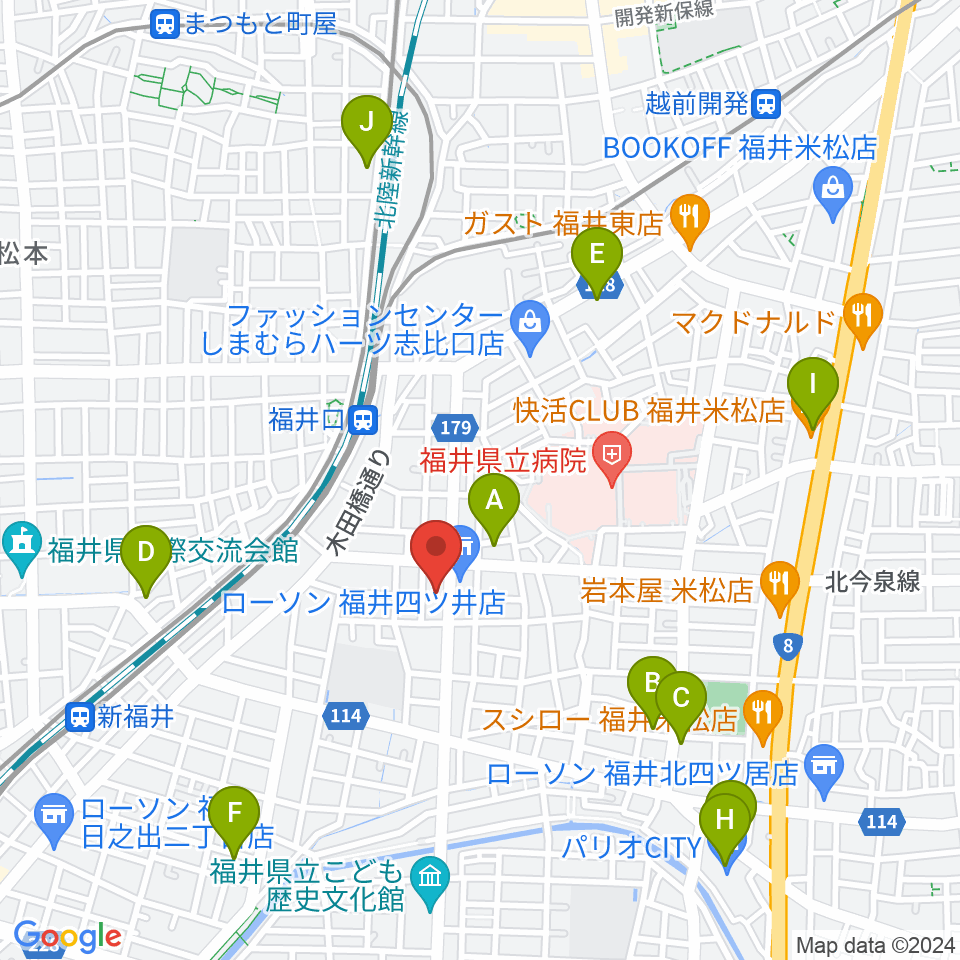 MPC楽器センター福井周辺のカフェ一覧地図