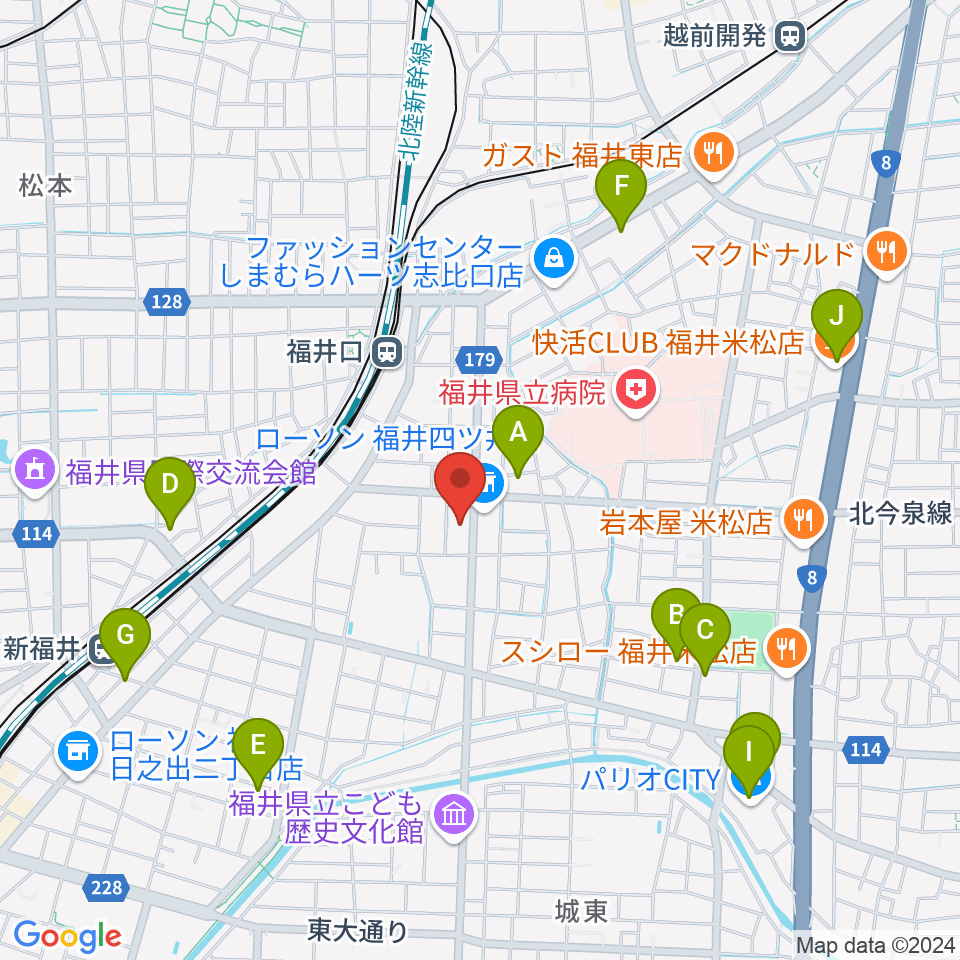 MPC楽器センター福井周辺のカフェ一覧地図