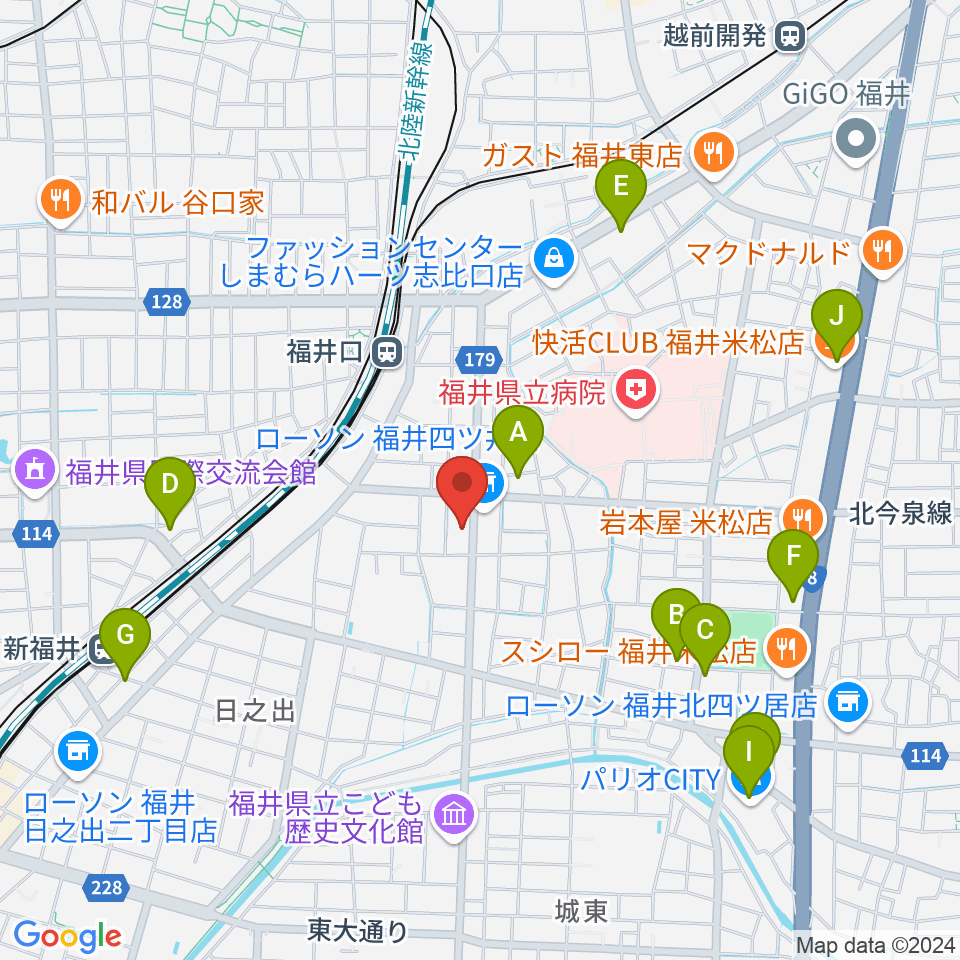 MPC楽器センター福井周辺のカフェ一覧地図