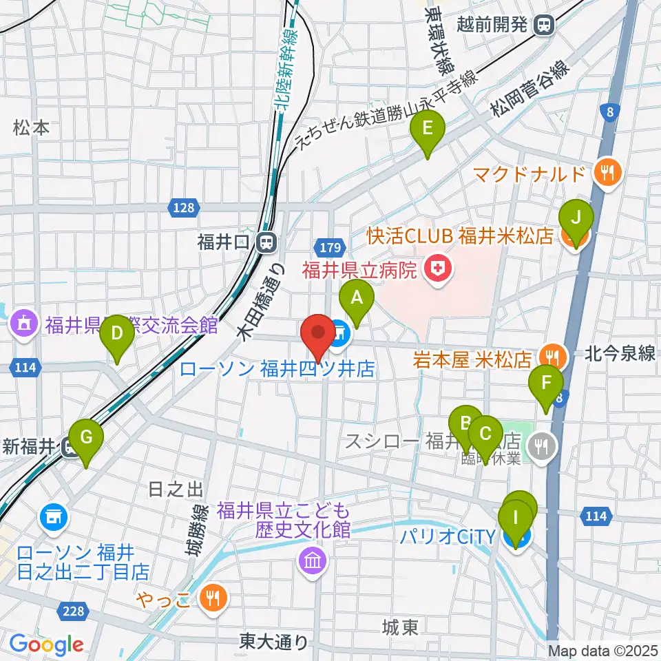 MPC楽器センター福井周辺のカフェ一覧地図