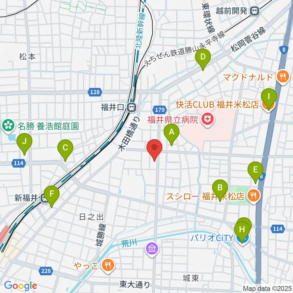 MPC楽器センター福井周辺のカフェ一覧地図