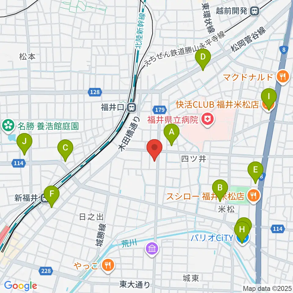 MPC楽器センター福井周辺のカフェ一覧地図