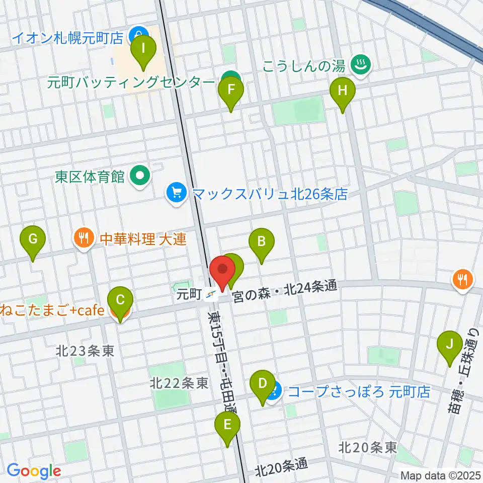 ローランドミュージックスクール札幌元町校周辺のカフェ一覧地図