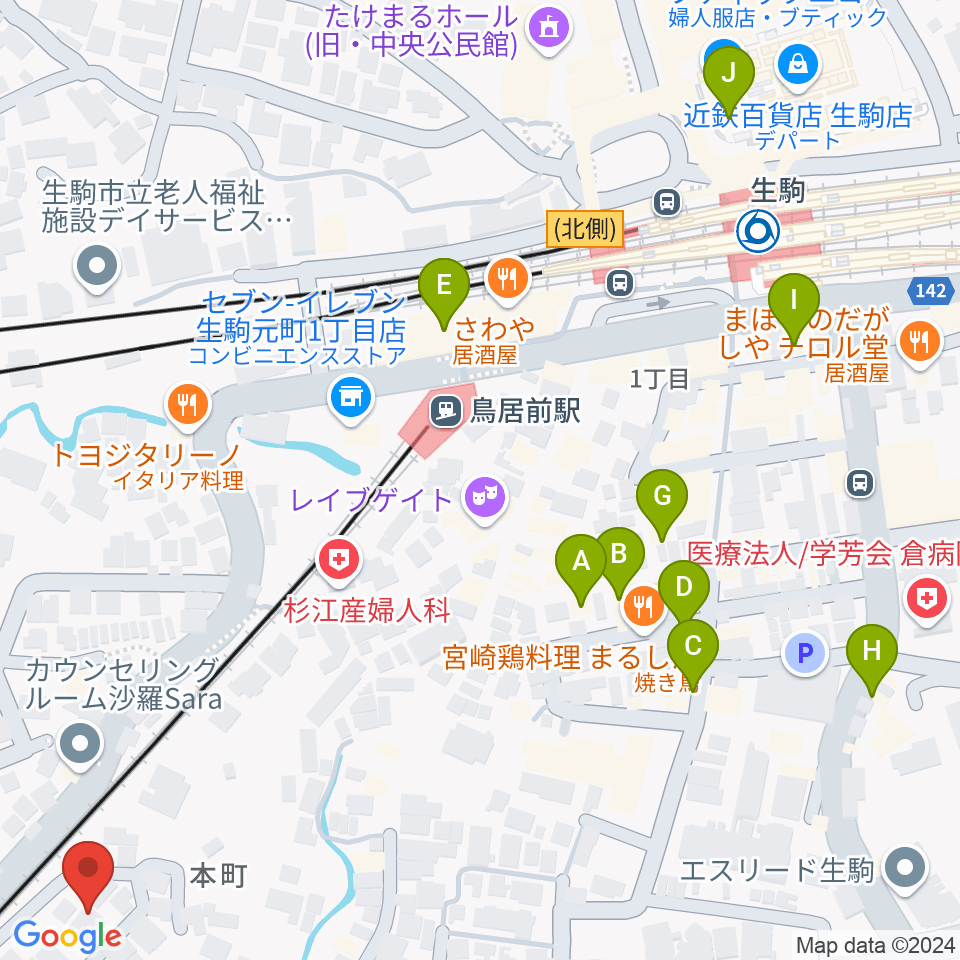 FIVE PENNIES周辺のカフェ一覧地図