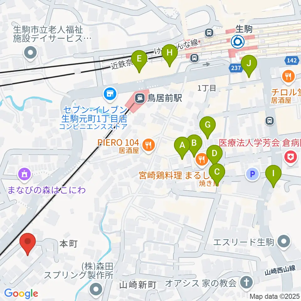 FIVE PENNIES周辺のカフェ一覧地図