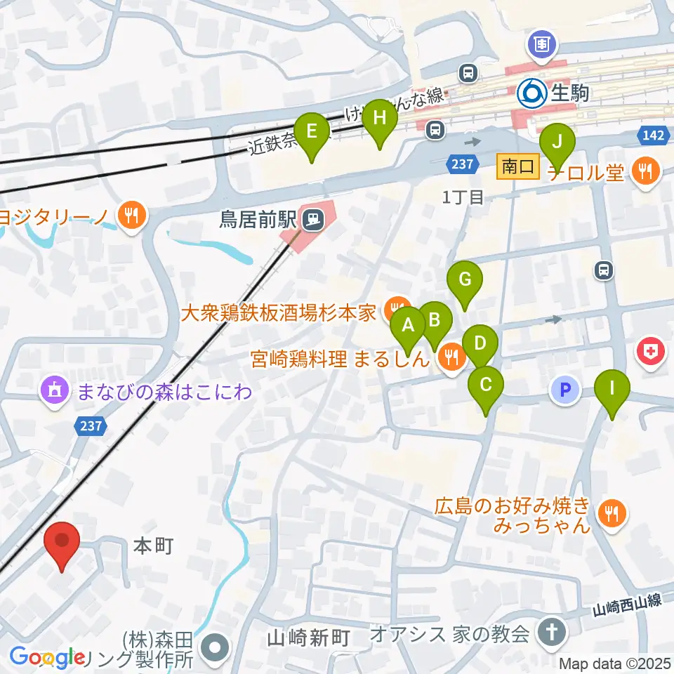 FIVE PENNIES周辺のカフェ一覧地図
