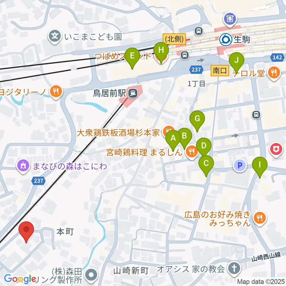 FIVE PENNIES周辺のカフェ一覧地図