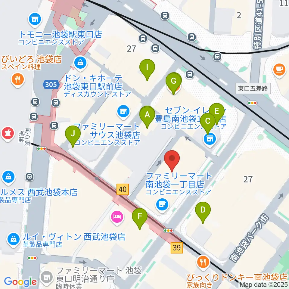 ヤマハミュージック 池袋店周辺のカフェ一覧地図