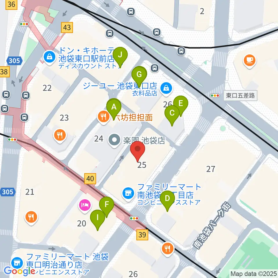 ヤマハミュージック 池袋店周辺のカフェ一覧地図