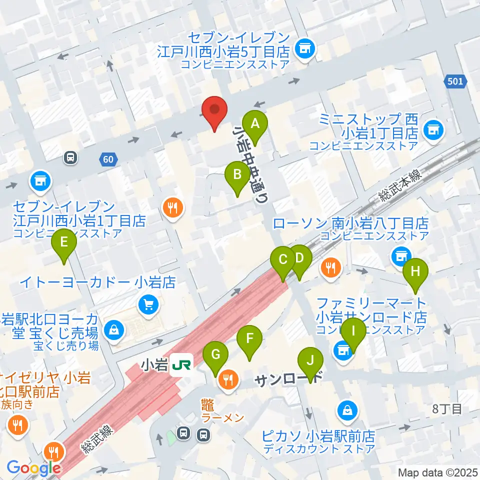 オルフェウスレコーディングスタジオ小岩店周辺のカフェ一覧地図