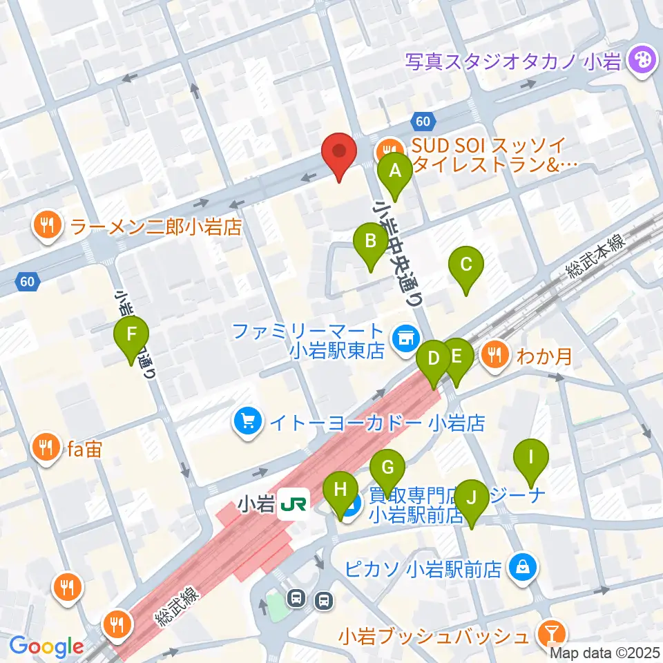 オルフェウスレコーディングスタジオ小岩店周辺のカフェ一覧地図