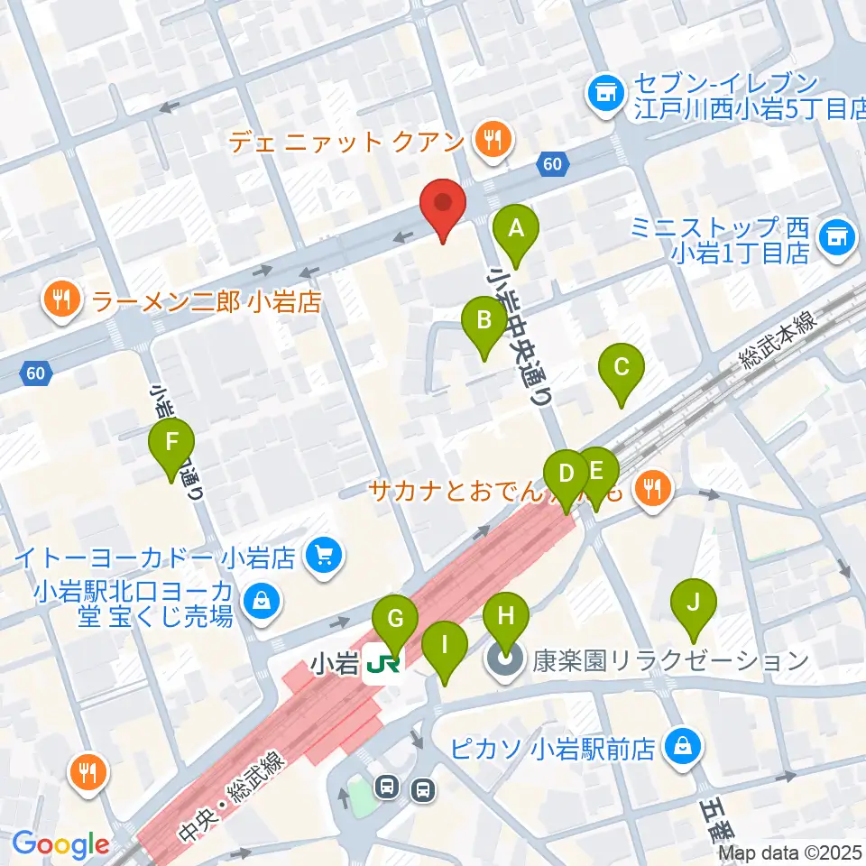 オルフェウスレコーディングスタジオ小岩店周辺のカフェ一覧地図