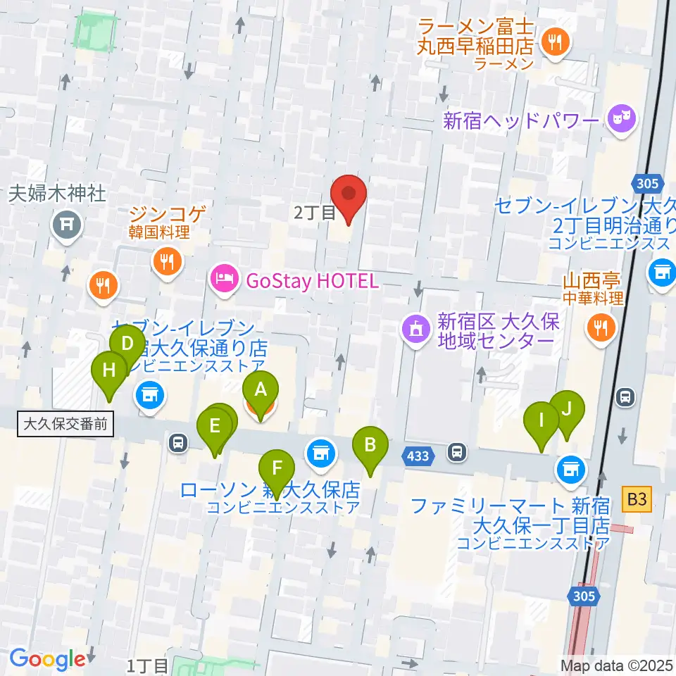 フリーダムスタジオ インフィニティー周辺のカフェ一覧地図