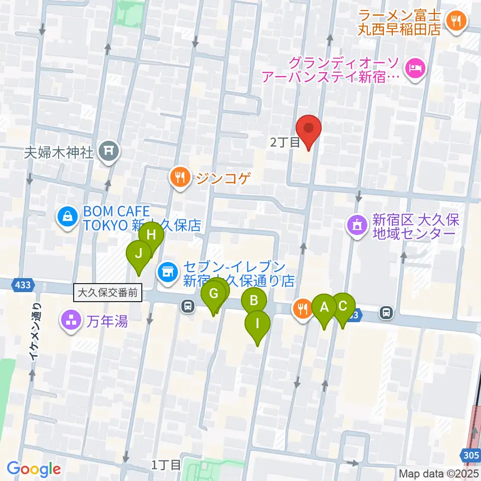 フリーダムスタジオ インフィニティー周辺のカフェ一覧地図