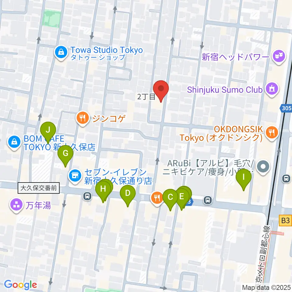 フリーダムスタジオ インフィニティー周辺のカフェ一覧地図