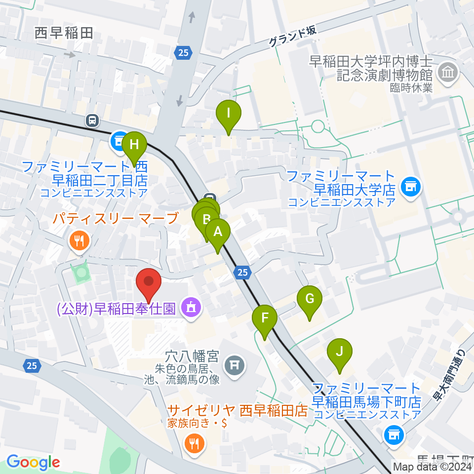 アバコスタジオ周辺のカフェ一覧地図