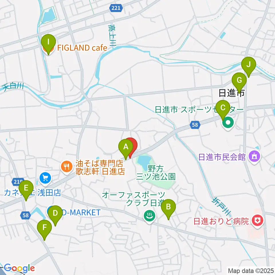トーンウッドギター工房周辺のカフェ一覧地図