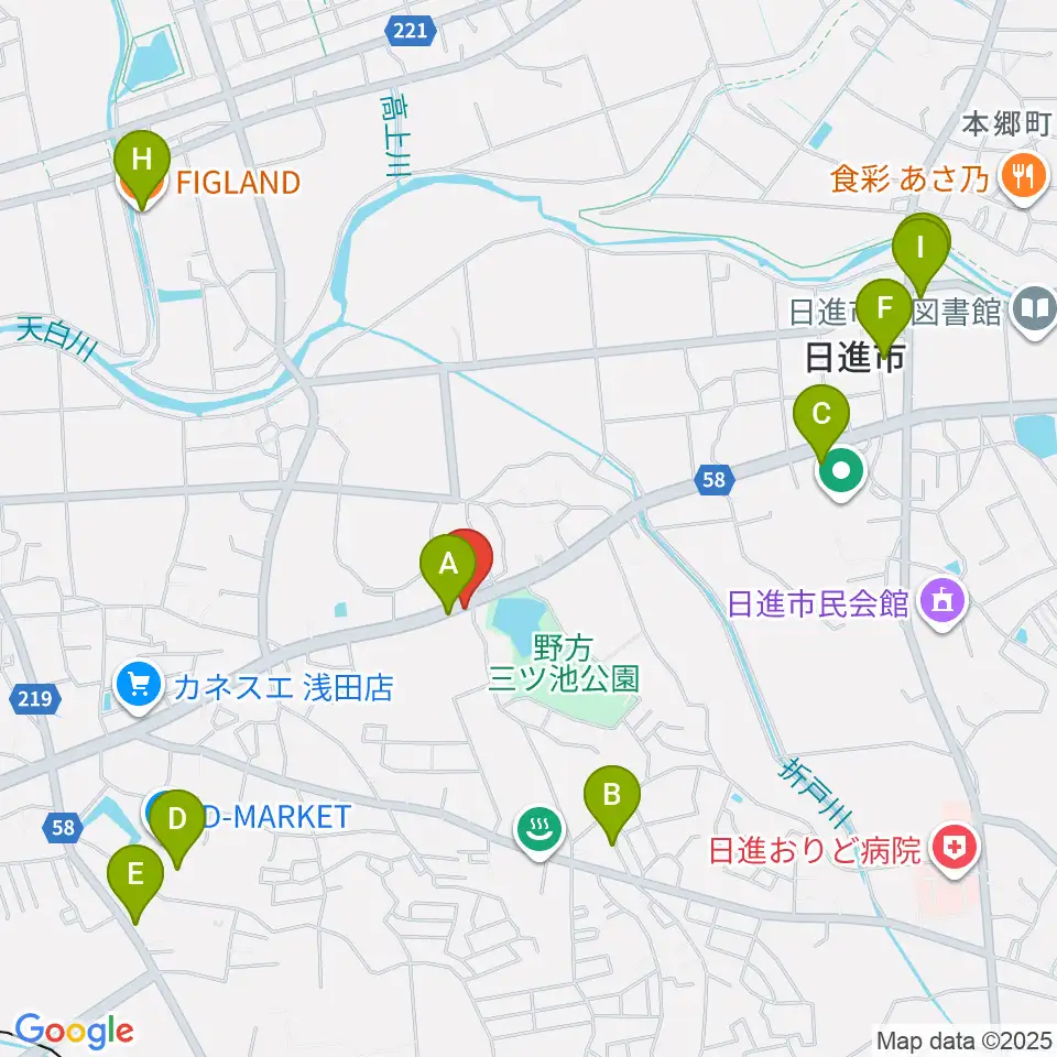 トーンウッドギター工房周辺のカフェ一覧地図