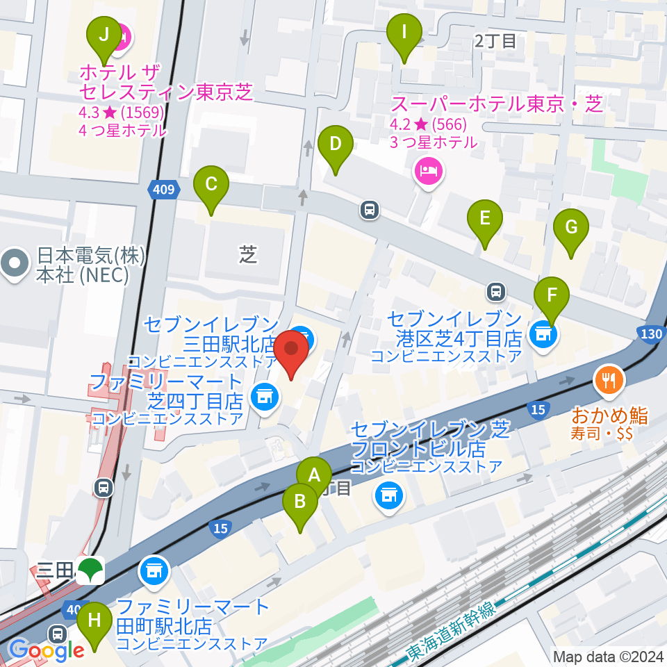 MIT STUDIO周辺のカフェ一覧地図