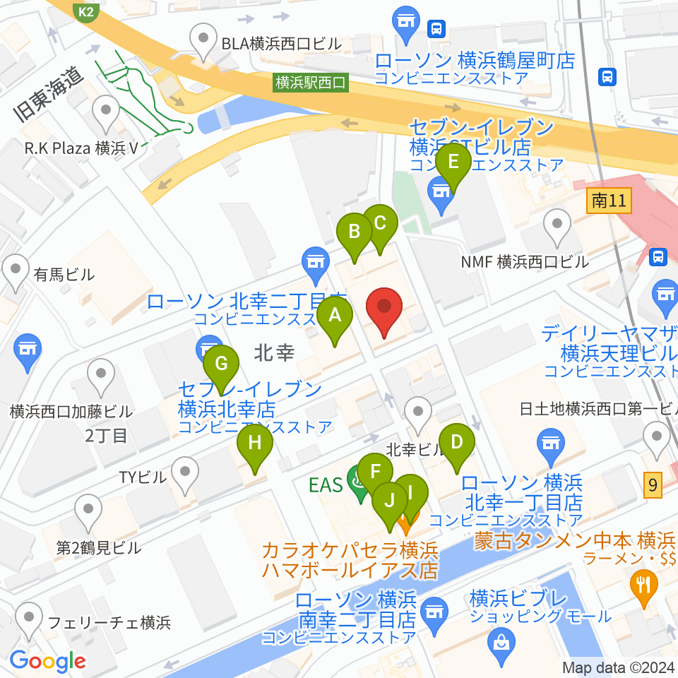 横浜センター ヤマハミュージック周辺のカフェ一覧地図