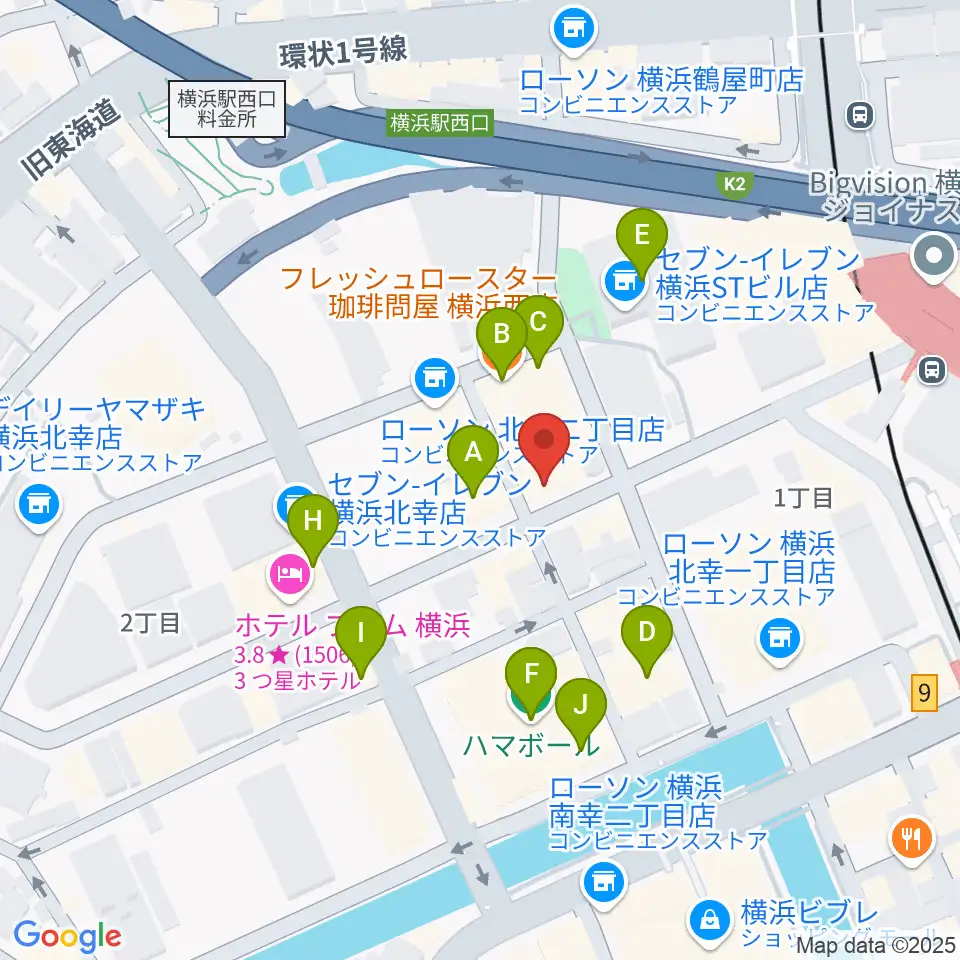 横浜センター ヤマハミュージック周辺のカフェ一覧地図