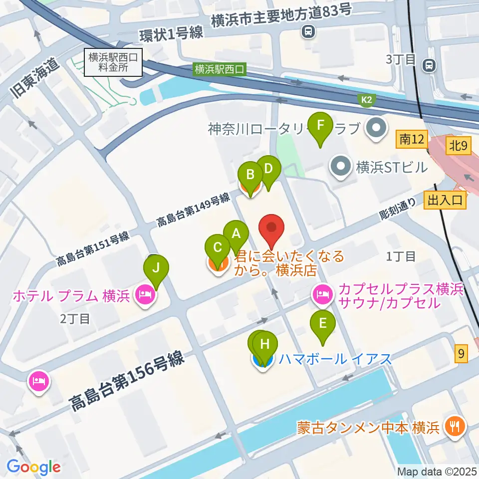 横浜センター ヤマハミュージック周辺のカフェ一覧地図