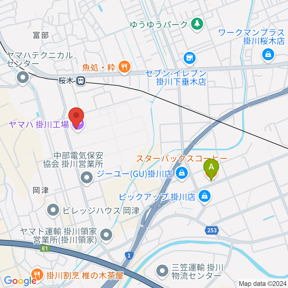 ヤマハピアノサービス掛川センター周辺のカフェ一覧地図