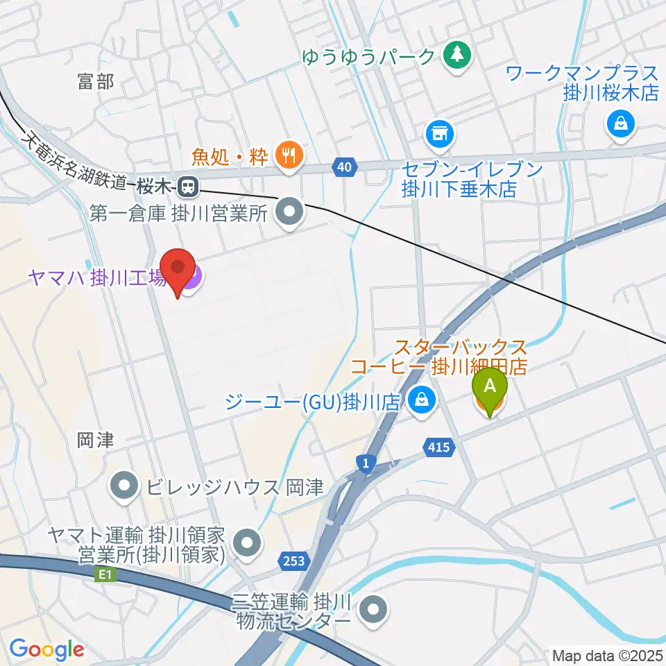 ヤマハピアノサービス掛川センター周辺のカフェ一覧地図