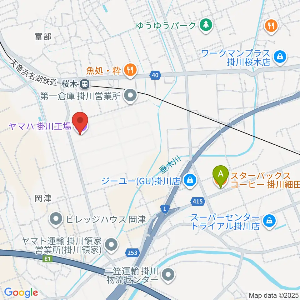 ヤマハピアノサービス掛川センター周辺のカフェ一覧地図