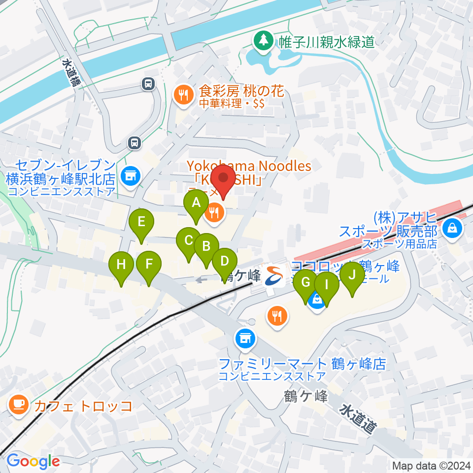 鶴ヶ峰センター ヤマハミュージック周辺のカフェ一覧地図