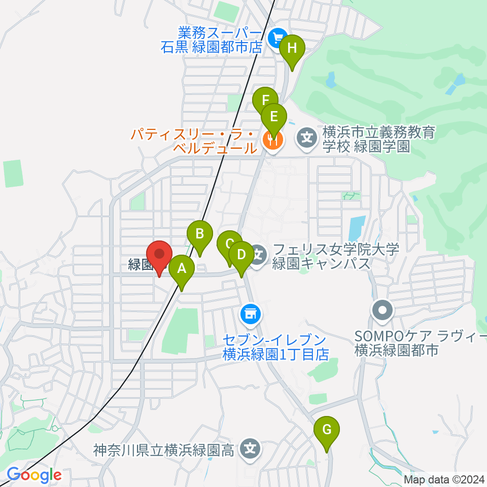 緑園都市センター ヤマハミュージック周辺のカフェ一覧地図