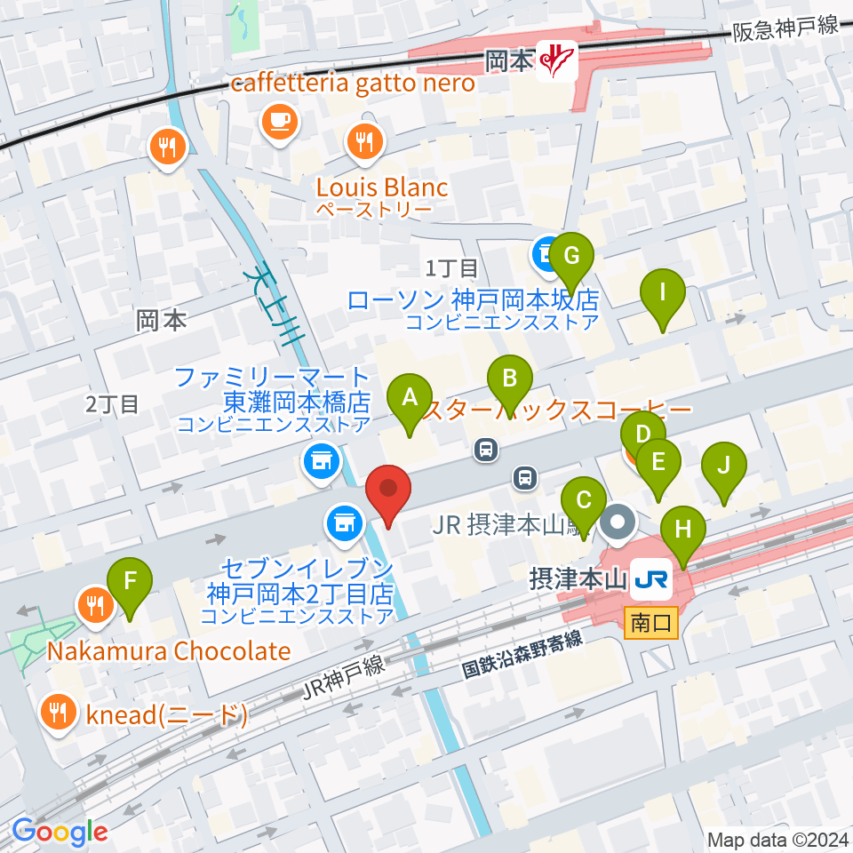 B-West周辺のカフェ一覧地図