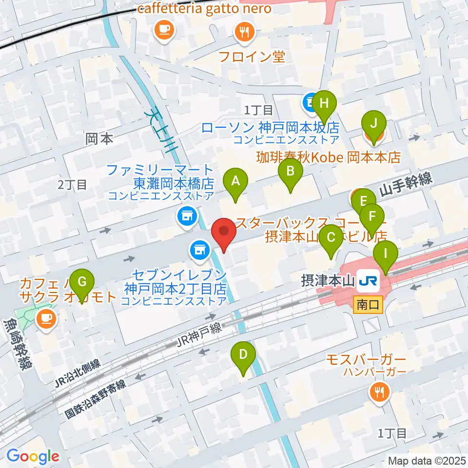 B-West周辺のカフェ一覧地図
