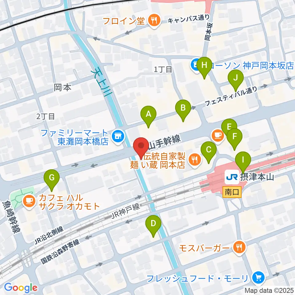 B-West周辺のカフェ一覧地図