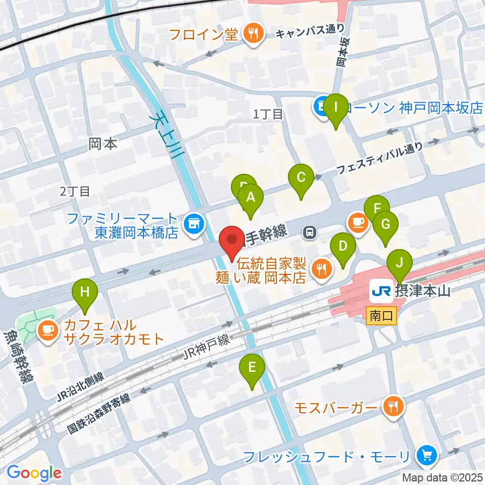 B-West周辺のカフェ一覧地図