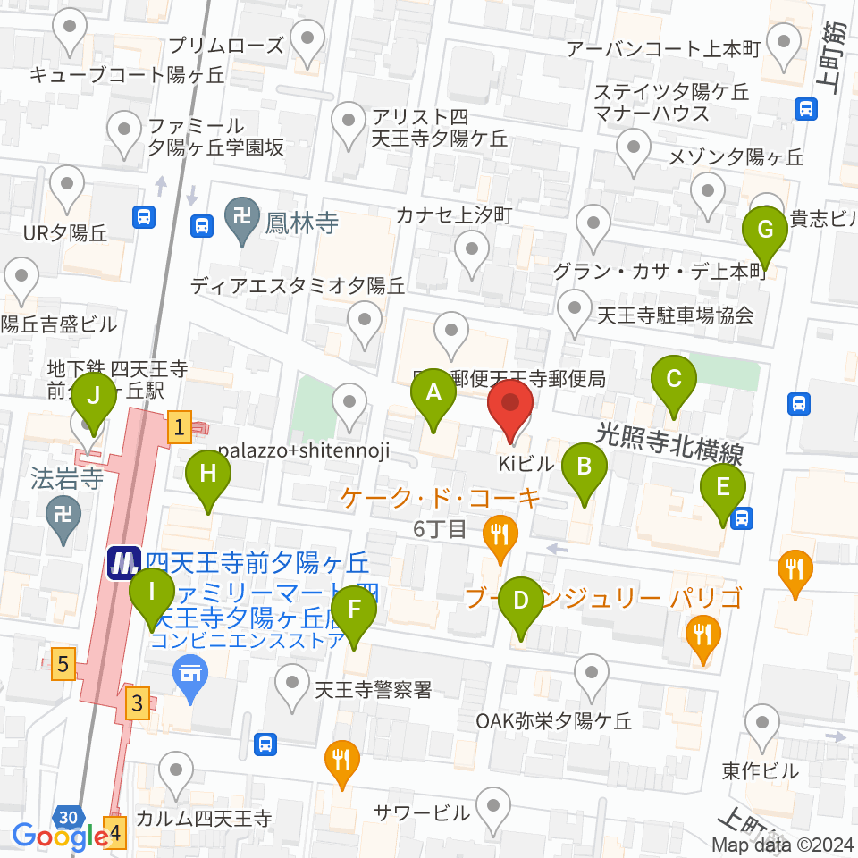 プライウッドスタジオ ドラム教室周辺のカフェ一覧地図