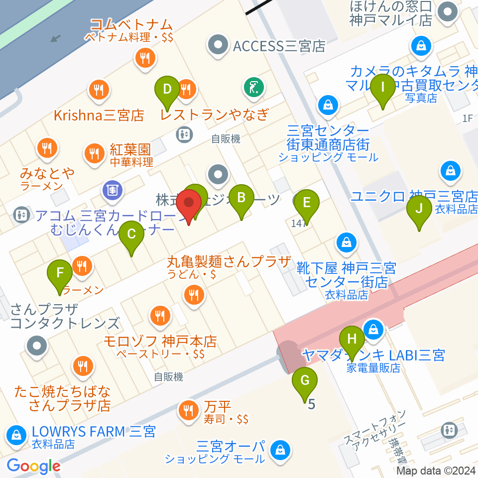 Qsic周辺のカフェ一覧地図