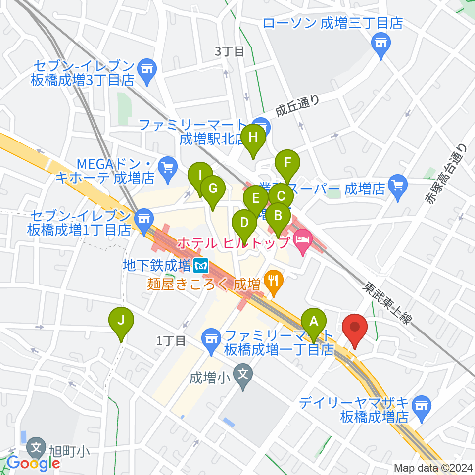 ローズマリーミュージックスクール成増教室周辺のカフェ一覧地図