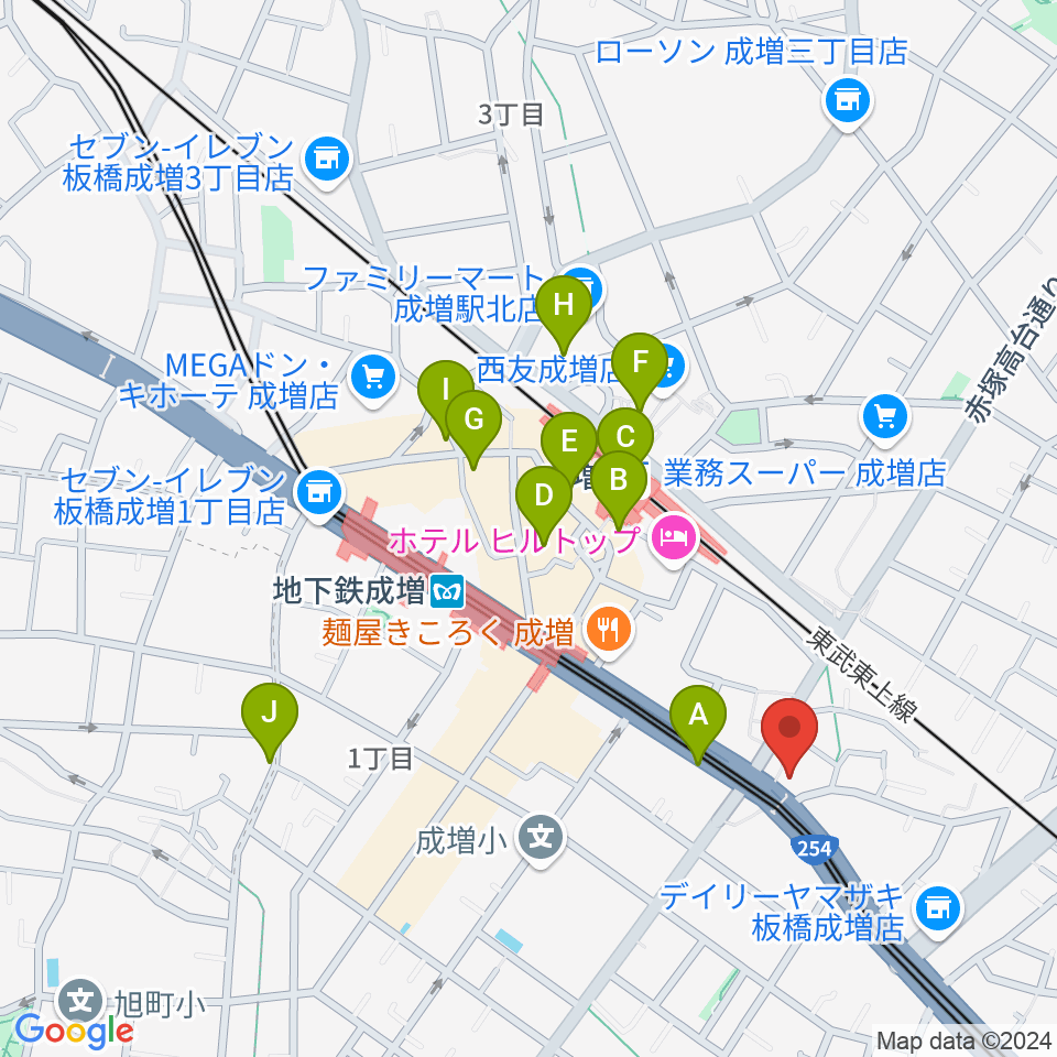 ローズマリーミュージックスクール成増教室周辺のカフェ一覧地図