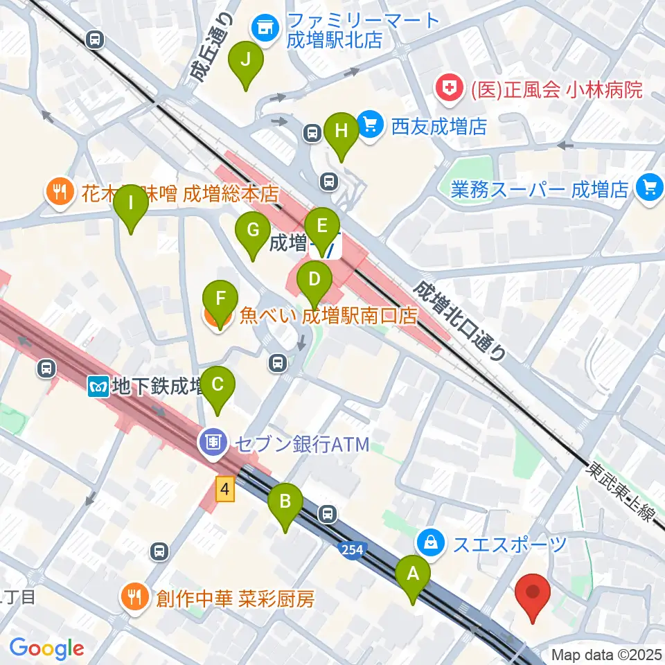 ローズマリーミュージックスクール成増教室周辺のカフェ一覧地図