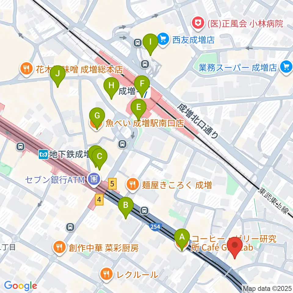 ローズマリーミュージックスクール成増教室周辺のカフェ一覧地図