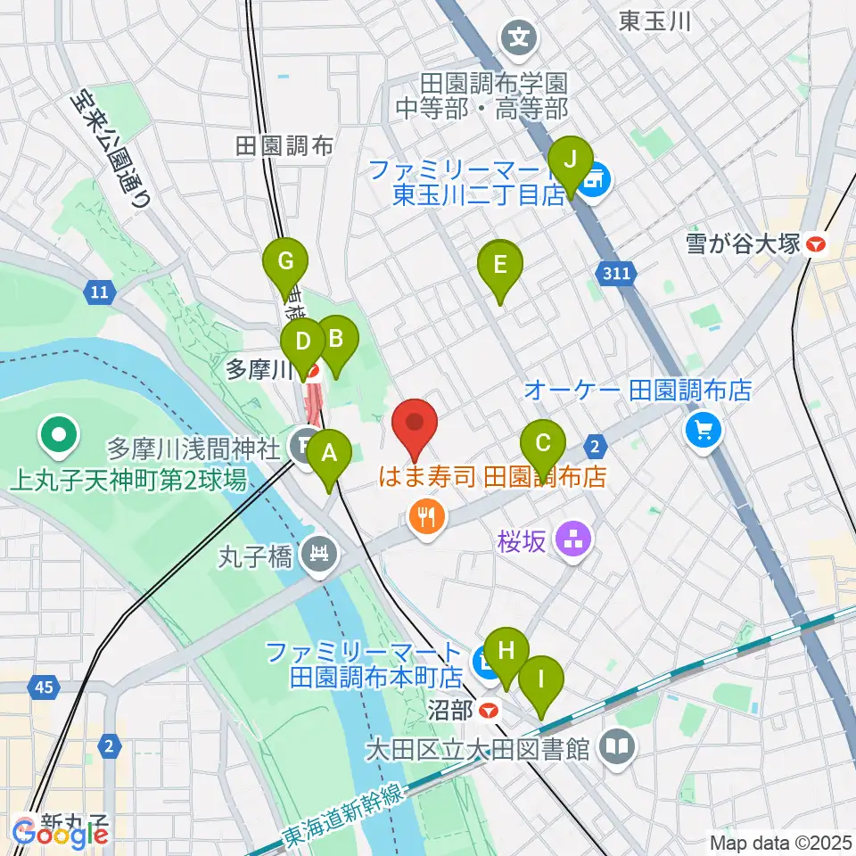 Bottom's Up Guitars周辺のカフェ一覧地図
