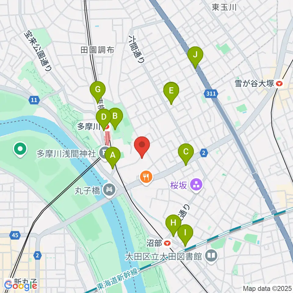 Bottom's Up Guitars周辺のカフェ一覧地図