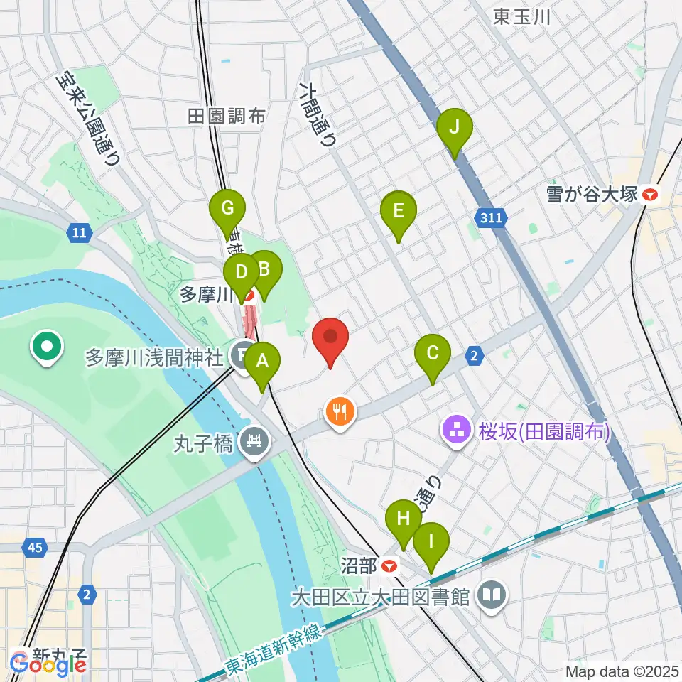 Bottom's Up Guitars周辺のカフェ一覧地図