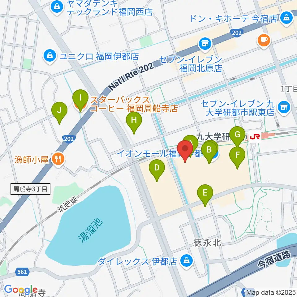 ヨシダ楽器イオン福岡伊都店周辺のカフェ一覧地図