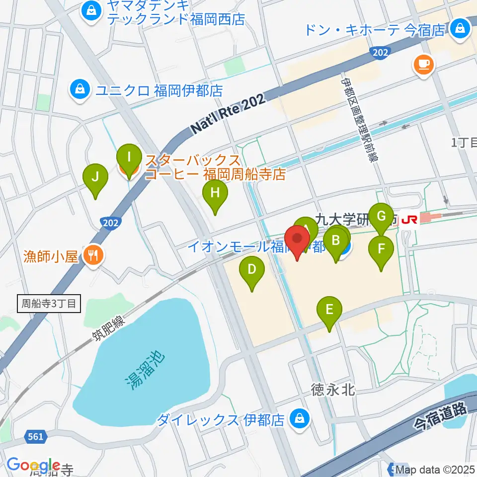 ヨシダ楽器イオン福岡伊都店周辺のカフェ一覧地図