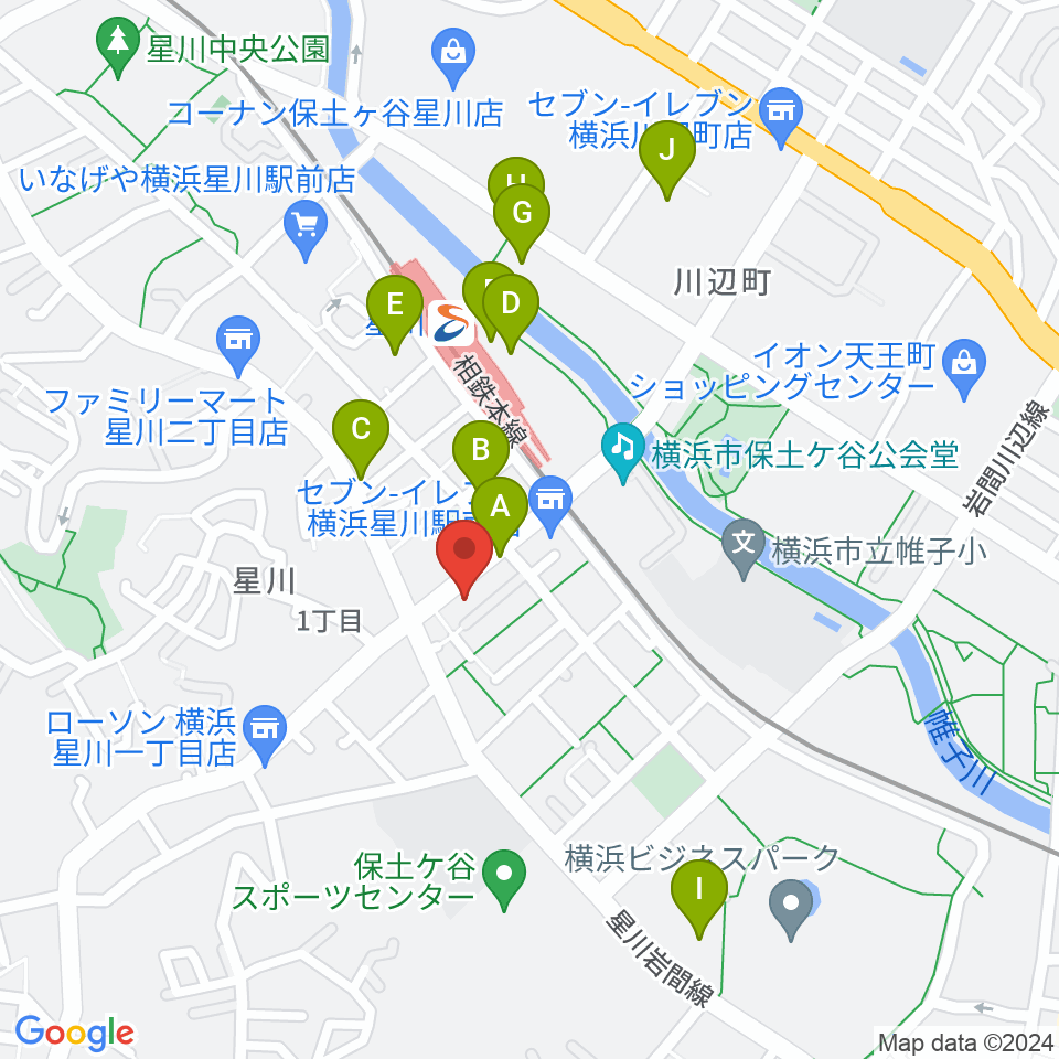 星川センター ヤマハミュージック周辺のカフェ一覧地図