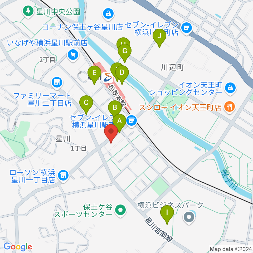 星川センター ヤマハミュージック周辺のカフェ一覧地図