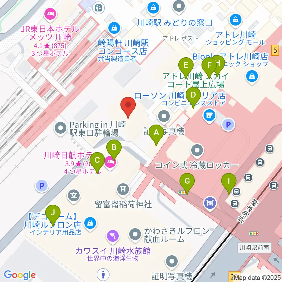 ユニスタイル川崎 ヤマハミュージック周辺のカフェ一覧地図